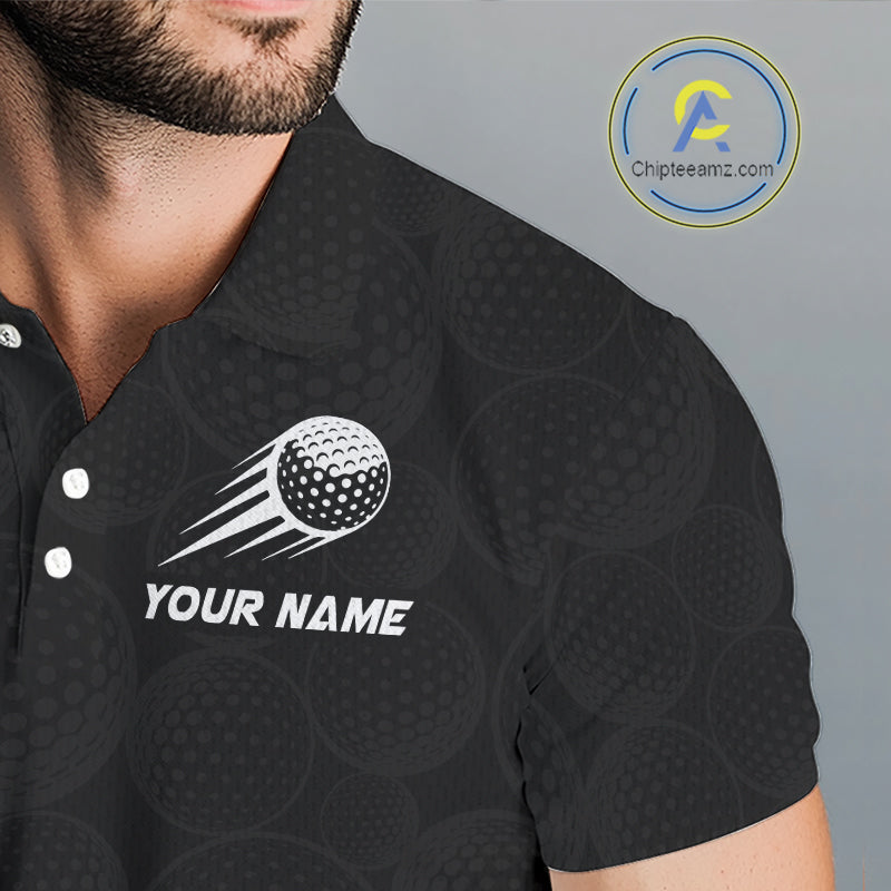 Personalized Mens Golf Polo Shirt Custom Name, Black Yellow Argyle Golf Team Polo NHT1076
