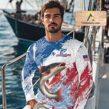 Load image into Gallery viewer, Custom Patriotic American Flag Catfish Fishing Shirts Long Sleeve, Fishing Tournament Jerseys NHT552