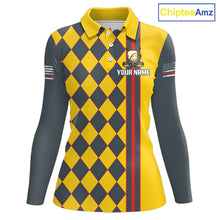 Load image into Gallery viewer, Personalized Womens Golf Polo Shirt Beer And Golf Ball Graphic Custom Team Name Golf Jersey|Yellow 