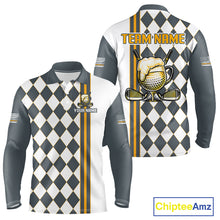 Load image into Gallery viewer, Personalized Mens Golf Polo Shirt Beer And Golf Ball Graphic Custom Team Name Golf Jersey|White 