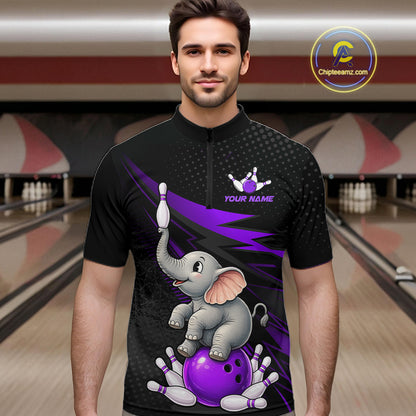 Custom Bowling League Shirt, Team Bowling Jersey With Custom Name For Men|Purple NHT1244
