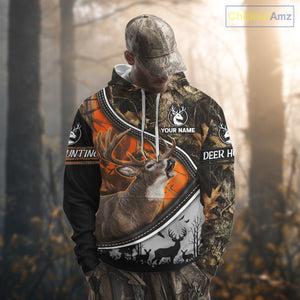 Best Deer Hunting Shirt Orange Brown Camo 3D Custom Name, Season Deer Hunting, Hunting Gifts NHT136