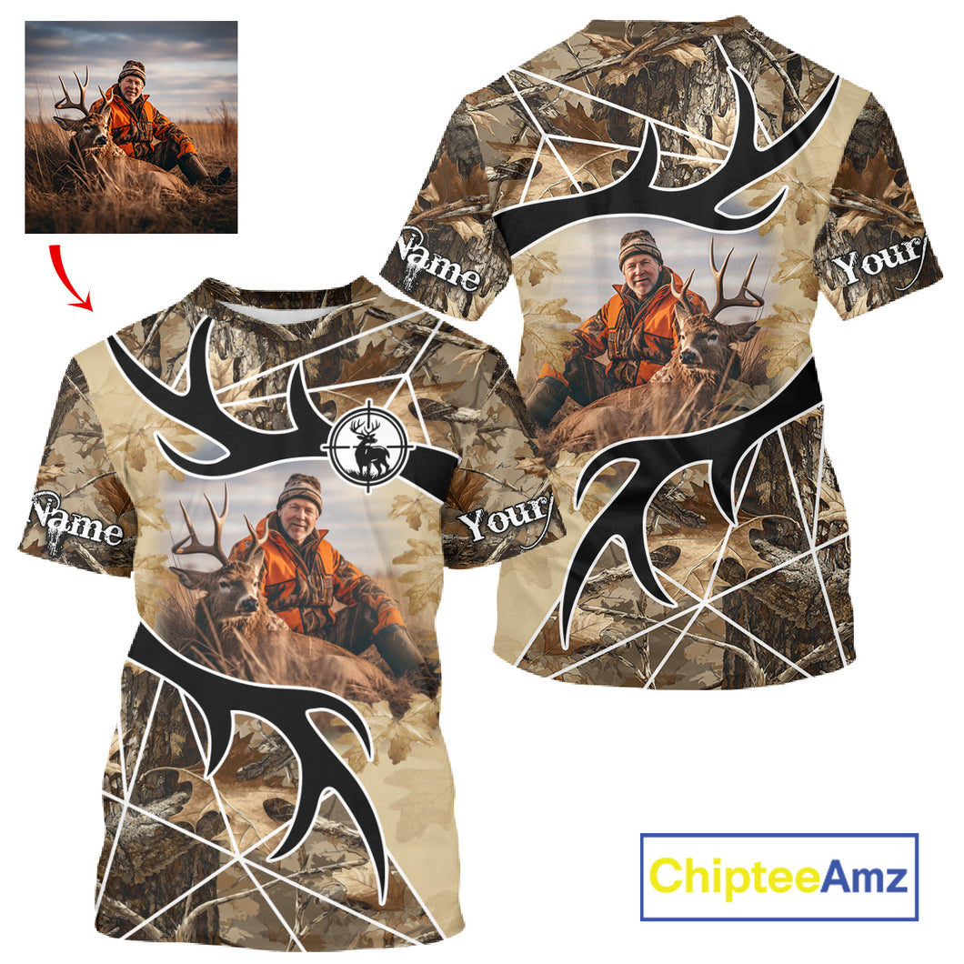 Personalized Deer Hunting Shirt with Your Deer Photo & Name, Full Print 3D Shirt NHT235