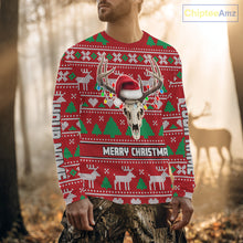 Load image into Gallery viewer, Funny Ugly Sweater Pattern Skull Deer Hunting Custom All Over Print Shirts NHT302