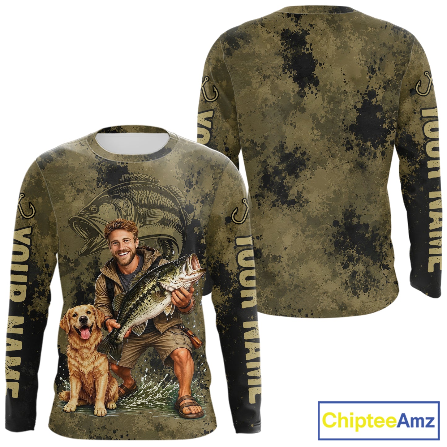 Custom Father's Day Bass Fishing Shirts With Face, Personalized Custom Photo Funny Fishing Shirt|Dark NHT916