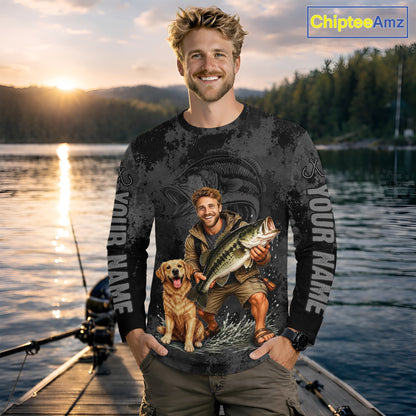 Custom Father's Day Bass Fishing Shirts With Face, Personalized Custom Photo Funny Fishing Shirt|Gray NHT917