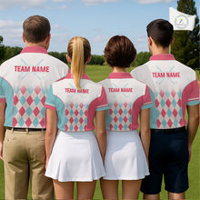 Load image into Gallery viewer, Argyle Pattern Golf Polo Shirts For Mens Custom Name, Golf Pattern Red Blue Shirt Gifts NHT931