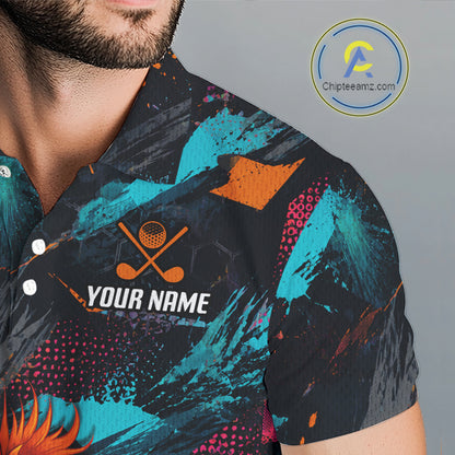 Funny Chicken Golf Polo Shirt Personalized Custom Name Team Golf Shirt Gift For Men NHT1247