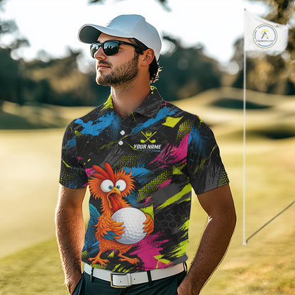 Personalized Funny Chicken Golf Polo Shirt Custom Team Name Golf Gift For Men NHT1248