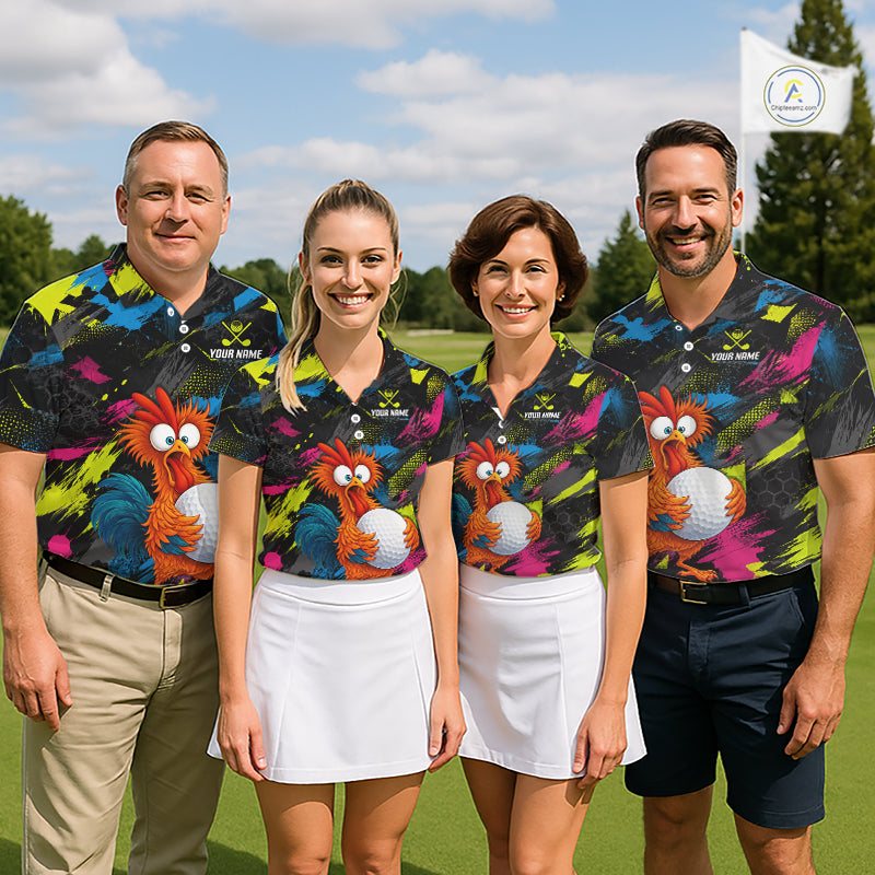 Personalized Funny Chicken Golf Polo Shirt Custom Team Name Golf Gift For Women NHT1248