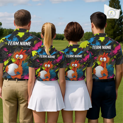 Personalized Funny Chicken Golf Polo Shirt Custom Team Name Golf Gift For Women NHT1248