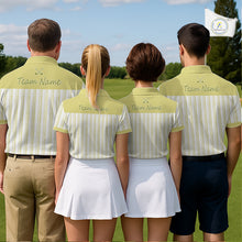 Load image into Gallery viewer, Personalized Golf Polo Shirt Mint Yellow Striped Custom Team Name Polo For Womens NHT940