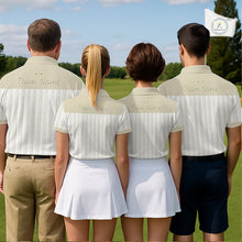 Load image into Gallery viewer, Personalized Golf Polo Shirt Beige Striped Custom Team Name Polo For Womens NHT941