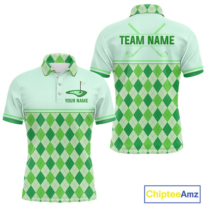 Green Argyle Golf Polo Shirt Personalized Mens Golf Shirt Golf Outfit Family Team Shirts NHT1396