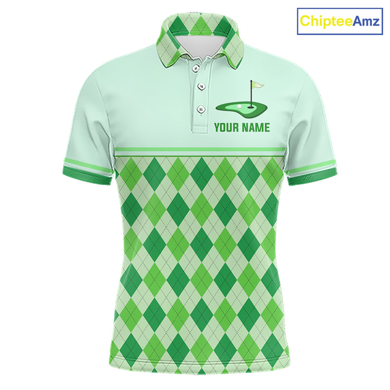 Green Argyle Golf Polo Shirt Personalized Mens Golf Shirt Golf Outfit Family Team Shirts NHT1396