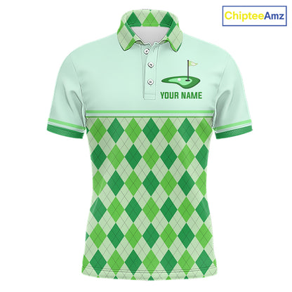 Green Argyle Golf Polo Shirt Personalized Mens Golf Shirt Golf Outfit Family Team Shirts NHT1396