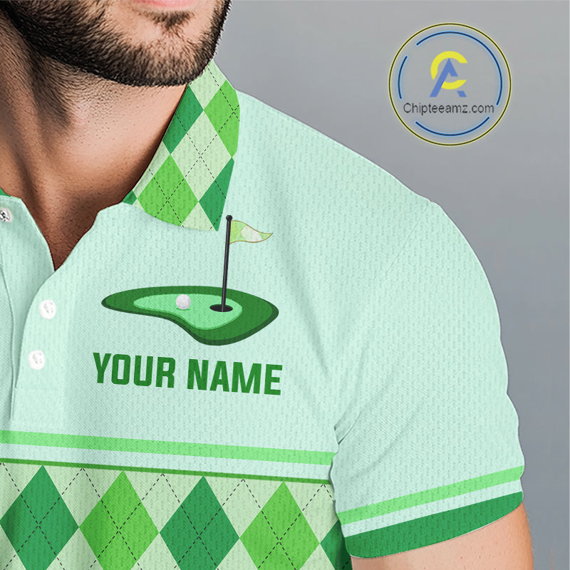 Green Argyle Golf Polo Shirt Personalized Mens Golf Shirt Golf Outfit Family Team Shirts NHT1396