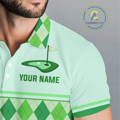 Green Argyle Golf Polo Shirt Personalized Mens Golf Shirt Golf Outfit Family Team Shirts NHT1396