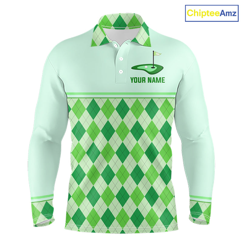 Green Argyle Golf Polo Shirt Personalized Mens Golf Shirt Golf Outfit Family Team Shirts NHT1396