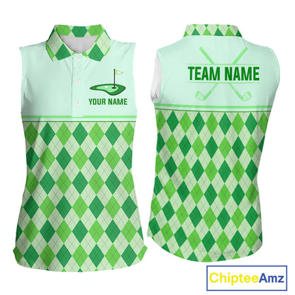 Green Argyle Golf Polo Shirt Personalized Womens Sleeves Golf Shirt Golf Outfit Family Team Shirts NHT1396