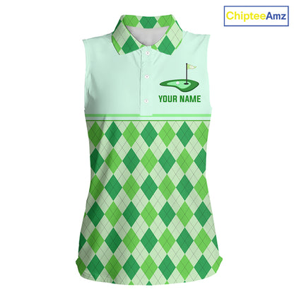 Green Argyle Golf Polo Shirt Personalized Womens Sleeves Golf Shirt Golf Outfit Family Team Shirts NHT1396