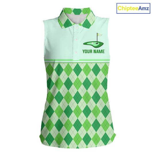 Green Argyle Golf Polo Shirt Personalized Womens Sleeves Golf Shirt Golf Outfit Family Team Shirts NHT1396