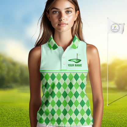 Green Argyle Golf Polo Shirt Personalized Womens Sleeves Golf Shirt Golf Outfit Family Team Shirts NHT1396