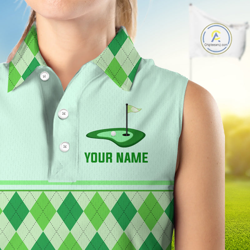 Green Argyle Golf Polo Shirt Personalized Womens Sleeves Golf Shirt Golf Outfit Family Team Shirts NHT1396