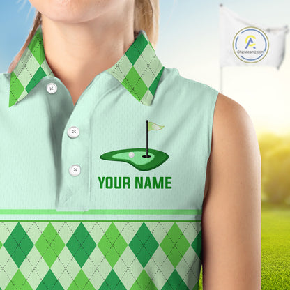 Green Argyle Golf Polo Shirt Personalized Womens Sleeves Golf Shirt Golf Outfit Family Team Shirts NHT1396