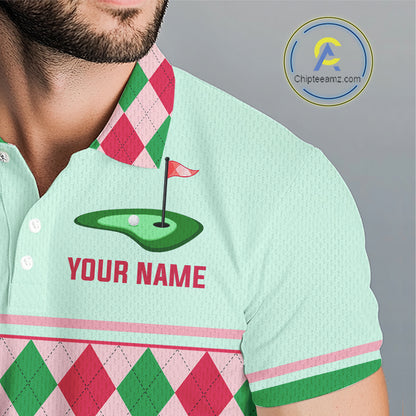 Green Red Argyle Golf Polo Shirt Personalized Mens Golf Shirt Golf Outfit Family Team Shirts NHT1398