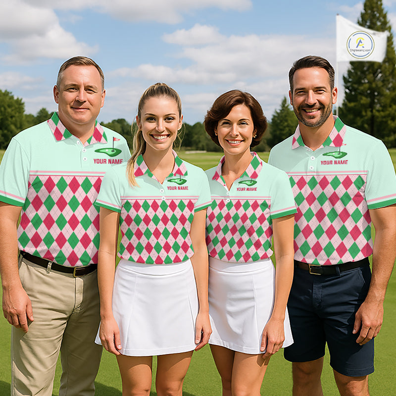Green Red Argyle Golf Polo Shirt Personalized Womens Golf Shirt Golf Outfit Family Team Shirts NHT1398