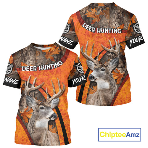 Orange Camo Deer Hunting Shirt, Deer Hunting with Full All - Over 3D For Deer Hunters NHT246
