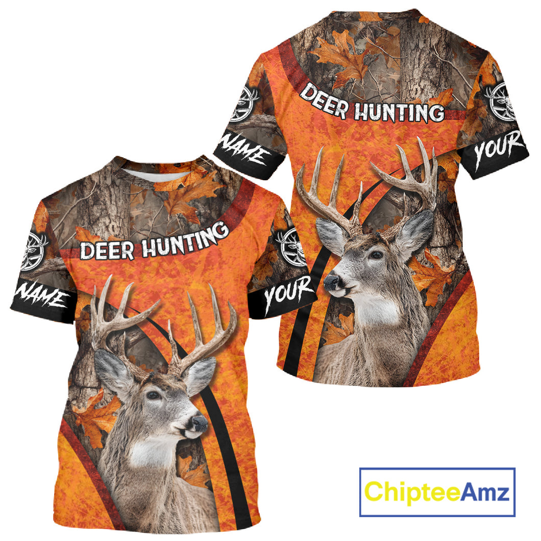 Orange Camo Deer Hunting Shirt, Deer Hunting with Full All - Over 3D For Deer Hunters NHT246
