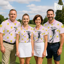 Load image into Gallery viewer, Funny Skull Golf Polo Shirts Beer Pink Argyle Pattern Custom Name Skull Playing Golf Apparel NBT631