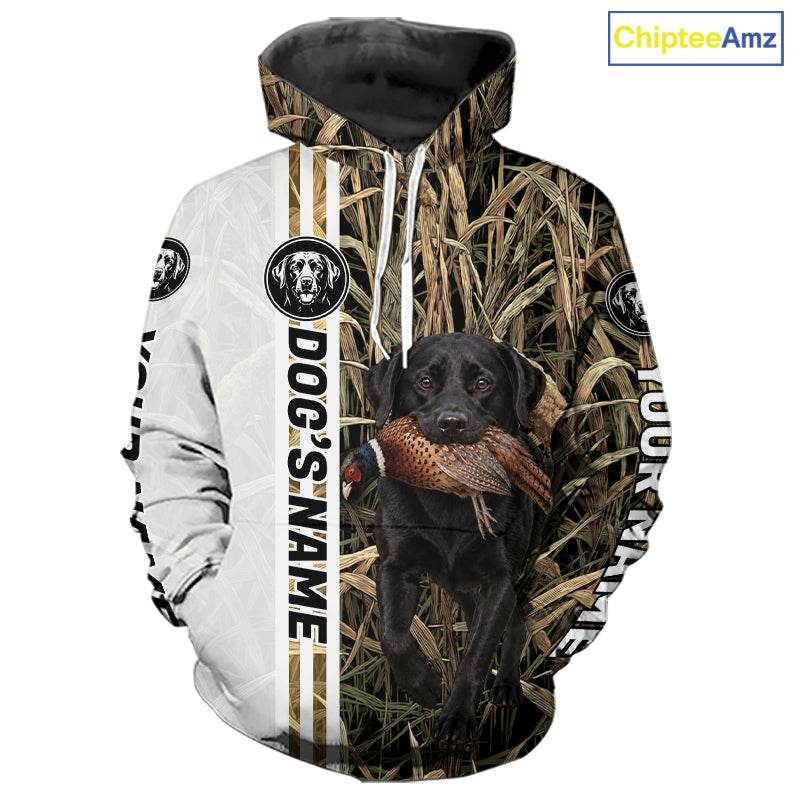Personalized Labrador Retriever Pheasant Hunting 3D Shirt, Custom Name Hunter Camo Graphic NHT1572