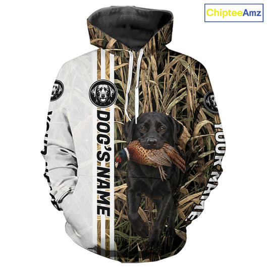 Personalized Labrador Retriever Pheasant Hunting 3D Shirt, Custom Name Hunter Camo Graphic NHT1572