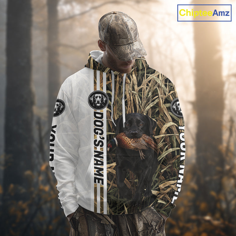 Personalized Labrador Retriever Pheasant Hunting 3D Shirt, Custom Name Hunter Camo Graphic NHT1572