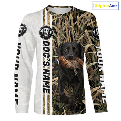 Personalized Labrador Retriever Pheasant Hunting 3D Shirt, Custom Name Hunter Camo Graphic NHT1572