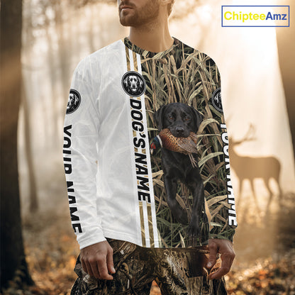 Personalized Labrador Retriever Pheasant Hunting 3D Shirt, Custom Name Hunter Camo Graphic NHT1572