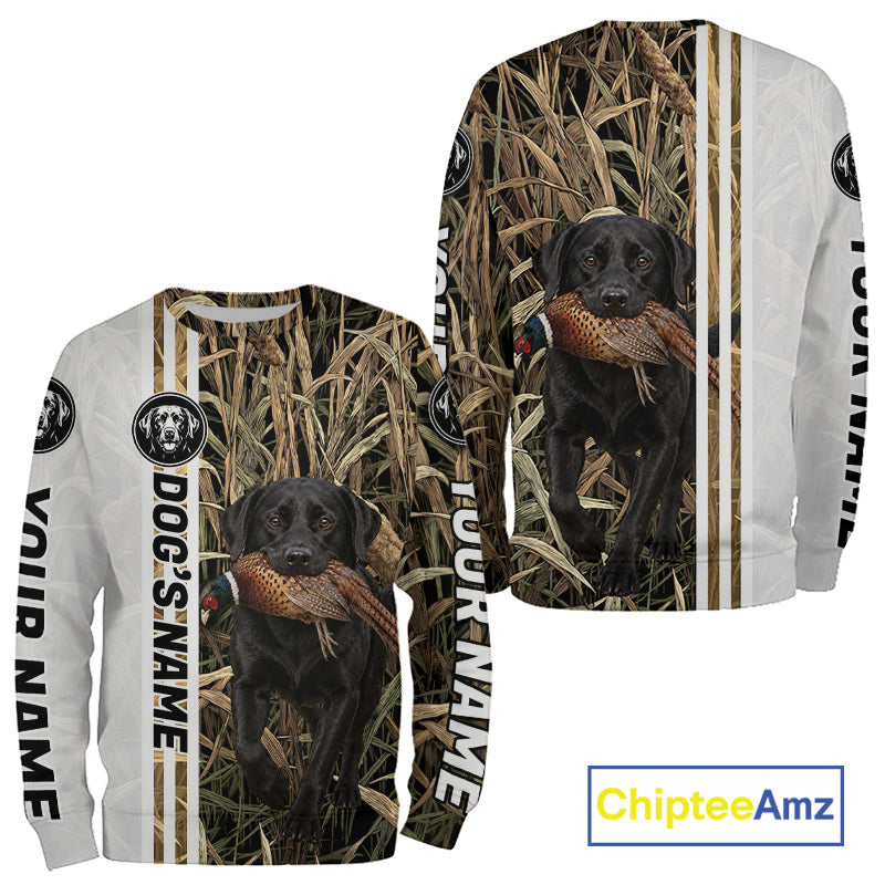 Personalized Labrador Retriever Pheasant Hunting 3D Shirt, Custom Name Hunter Camo Graphic NHT1572
