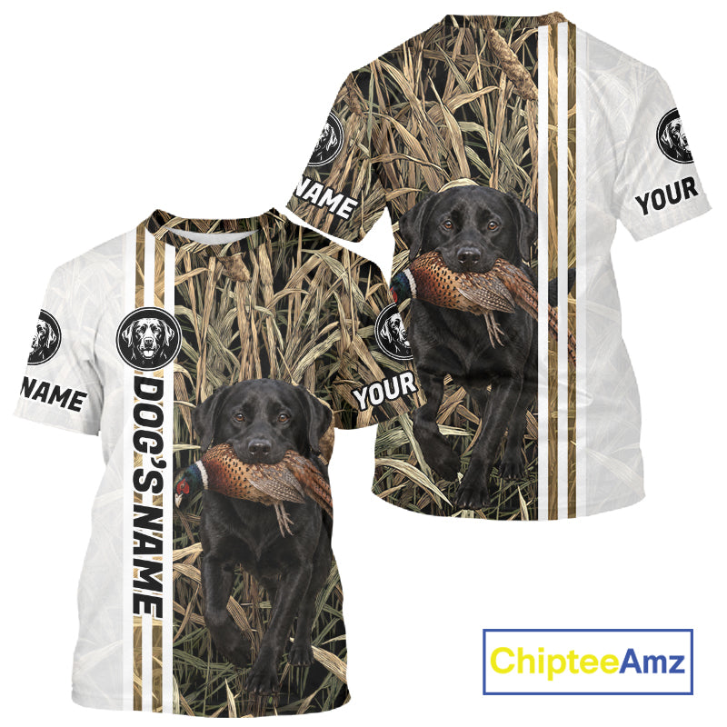Personalized Labrador Retriever Pheasant Hunting 3D Shirt, Custom Name Hunter Camo Graphic NHT1572