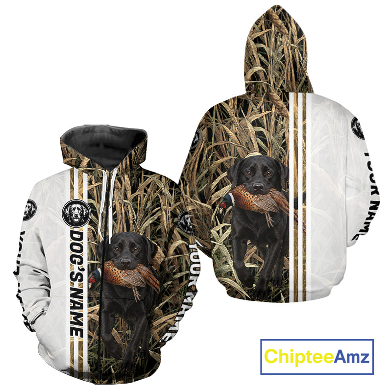 Personalized Labrador Retriever Pheasant Hunting 3D Shirt, Custom Name Hunter Camo Graphic NHT1572