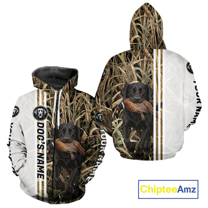 Personalized Labrador Retriever Pheasant Hunting 3D Shirt, Custom Name Hunter Camo Graphic NHT1572