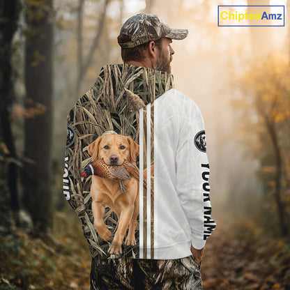 Personalized Yellow Labrador Retriever Pheasant Hunting 3D Shirt, Custom Name Hunter Camo Graphic NHT1574