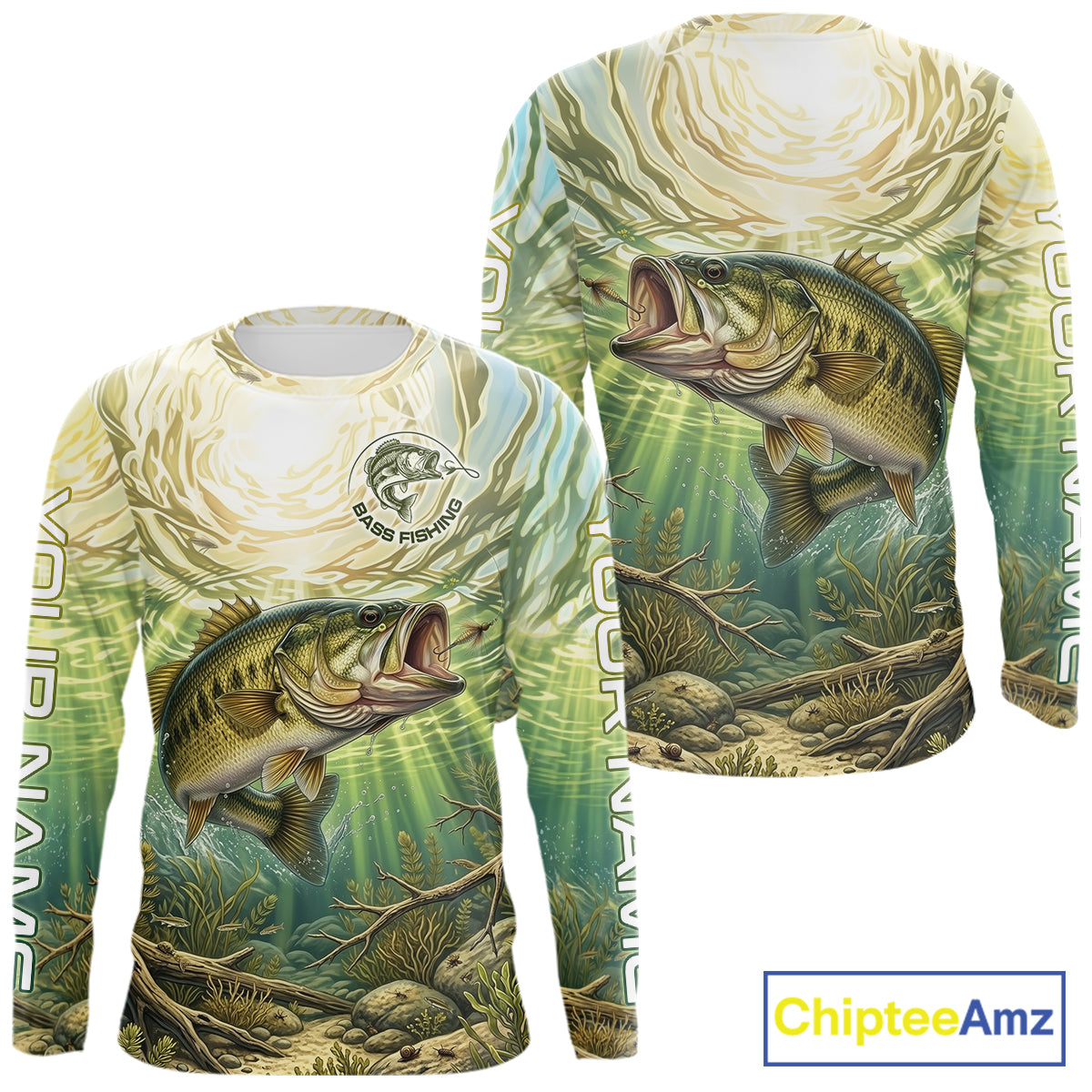 Largemouth Bass Fishing Jerseys For Men, Personalized Bass Long Sleeve Fishing Shirts NHT807