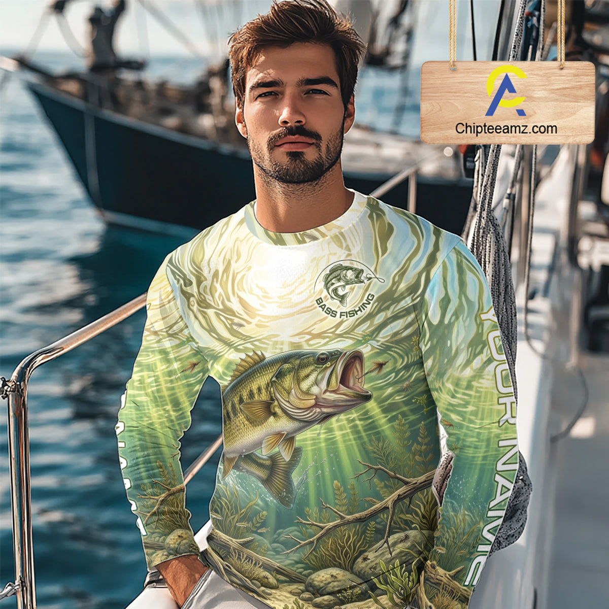 Largemouth Bass Fishing Jerseys For Men, Personalized Bass Long Sleeve Fishing Shirts NHT807
