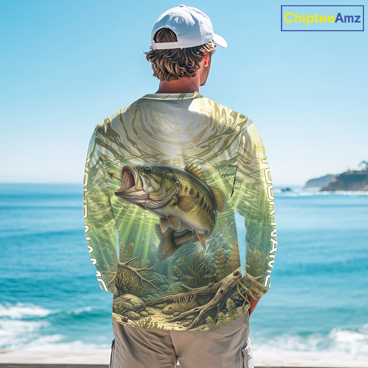 Largemouth Bass Fishing Jerseys For Men, Personalized Bass Long Sleeve Fishing Shirts NHT807
