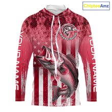 Load image into Gallery viewer, Custom Bass Fishing Shirt 3D Personalized Team Name Long Sleeve Hooded UV Protection Fishing Jersey|Red 