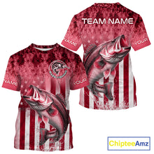 Load image into Gallery viewer, Red Custom Bass Shirt 3D Personalized Team Name Fishing T - Shirt UV Protection Fishing Jersey, Patriotic Fishing Shirt