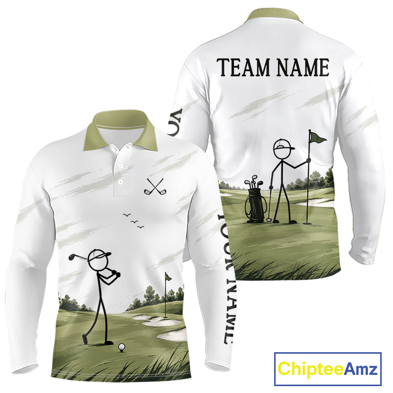 Personalized Stick Figure Golf Top, Custom Golf Polo Shirt For Golfers, Golf Team Gift For Men NHT1403